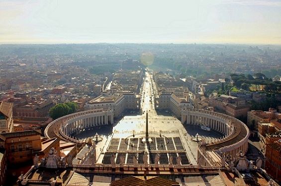 St Peter's square from the top of the dome, early morning