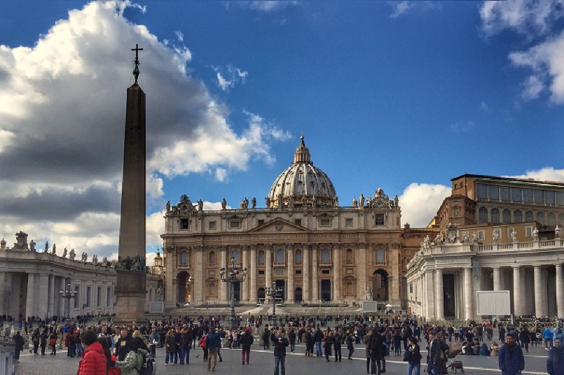 Saint Peter's basilica as seen from Saint Peter's Square st peter's basilica and st peter's square