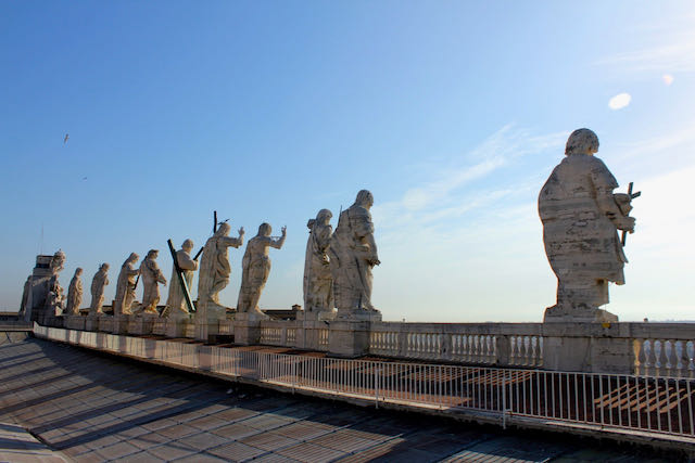 jesus and the apostles on the roof of st peter's basilica st peter's basilica rooftop - jesus and the apostles