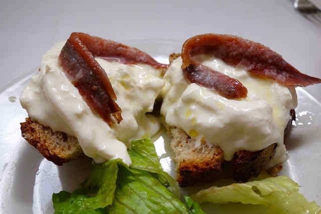 Bruschetta burrata and anchovies