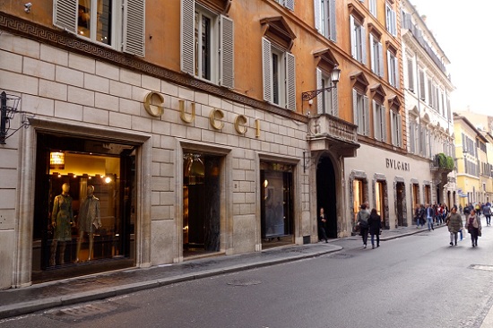 Louis Vuitton shop along Via dei Condotti street Tridente district
