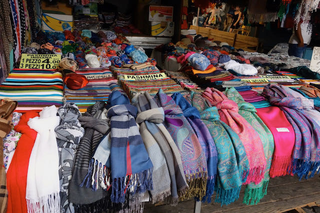 Pashminas scarves Via Sannio street market Rome