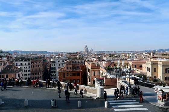 view from top of spanish steps in rome