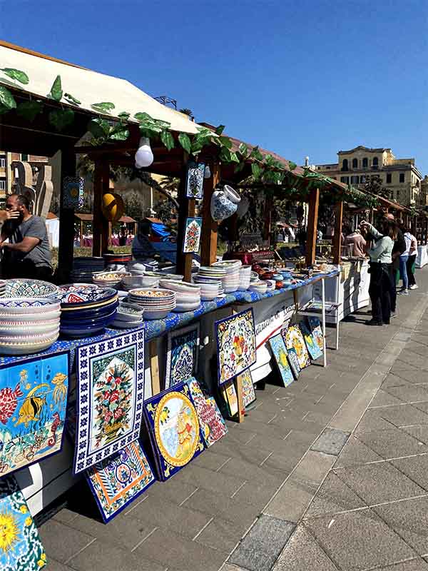 Summer artisan market in the main square of ostia